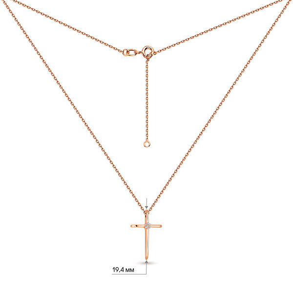 Золотое колье Крестик с бриллиантами (арт. Ц011377) – изображение 3