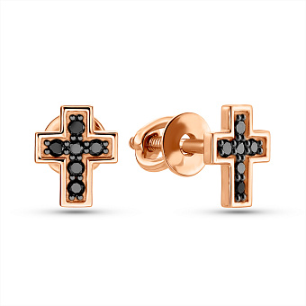 Золотые пусеты Крестики с бриллиантами (арт. Т011624010ч)