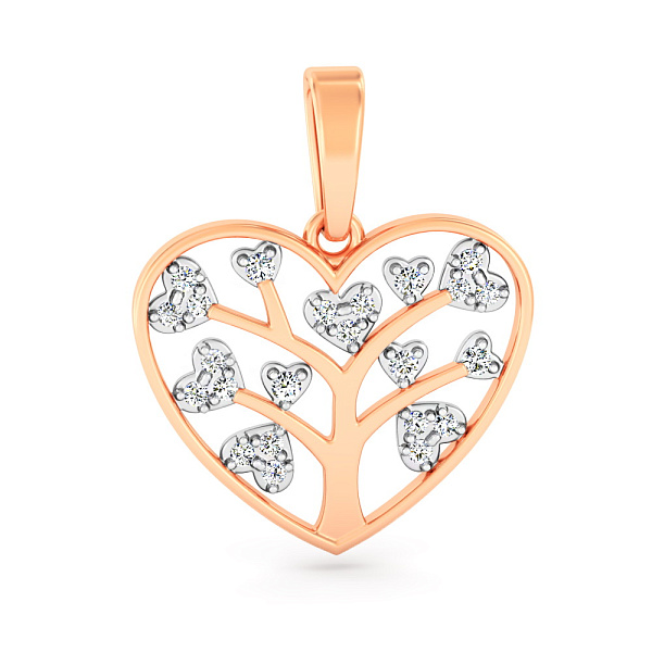 Кулон из красного золота "Сердце" с фианитами (арт. 440878) – изображение 1