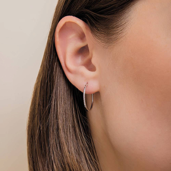 Серьги-кольца из белого золота (арт. 121903/20б) – изображение 2