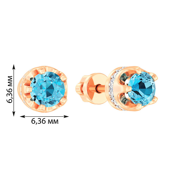 Золотые серьги пусеты с топазом (арт. 111090Птг) – изображение 2