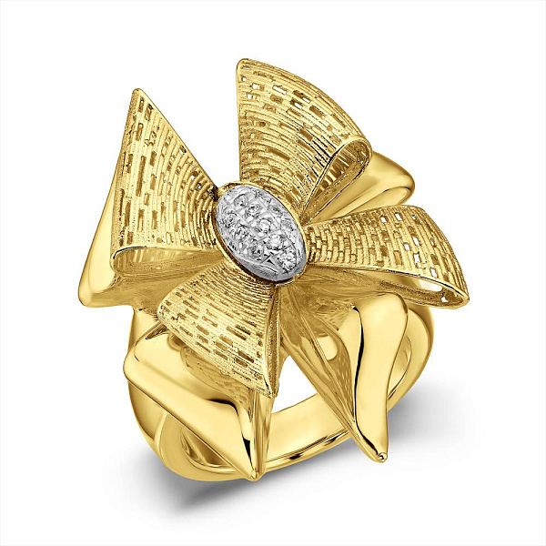 Золотое кольцо Бантик Francelli с фианитами (арт. е156708жб) – изображение 1