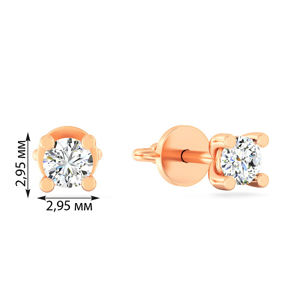 Золотые серьги пусеты с бриллиантами (арт. Т011162020) – изображение 2