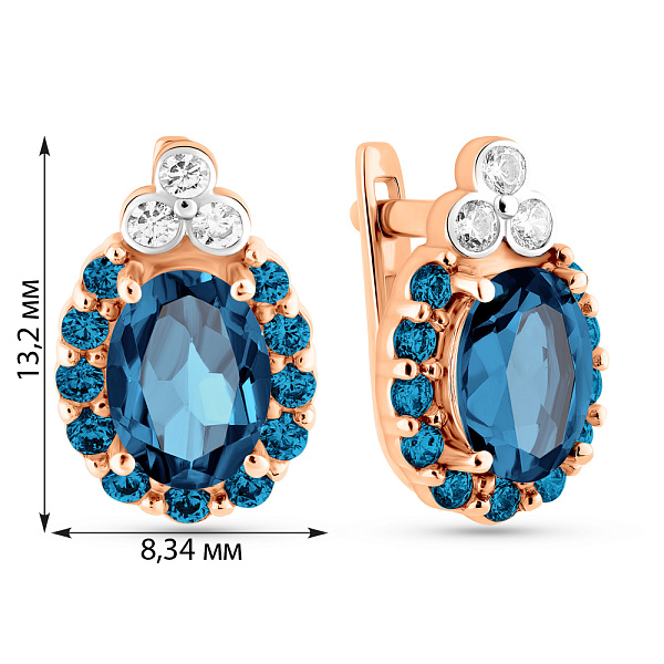 Серьги золотые с топазом лондон и фианитами (арт. 110856Пл) – изображение 3