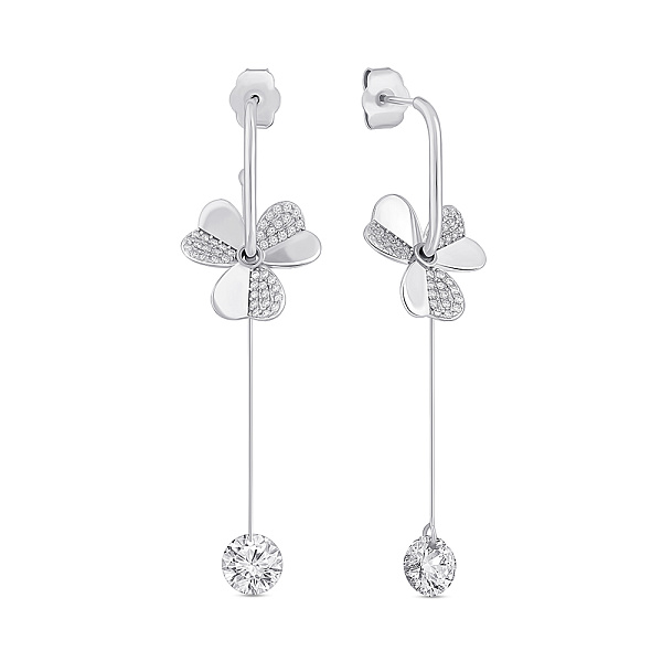 Серьги из серебра с подвесками и фианитами (арт. 7518/7194) – изображение 1