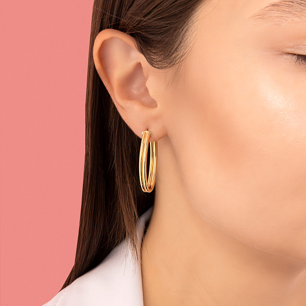 Серьги-кольца из желтого золота (арт. 1091621/30ж) – изображение 3