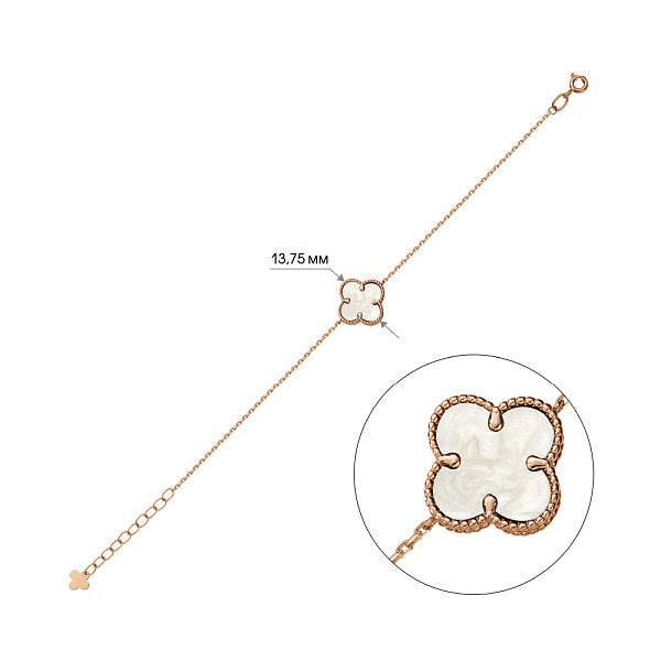 Золотий браслет Конюшина з одним перламутром (арт. 341496/12п) – зображення 2
