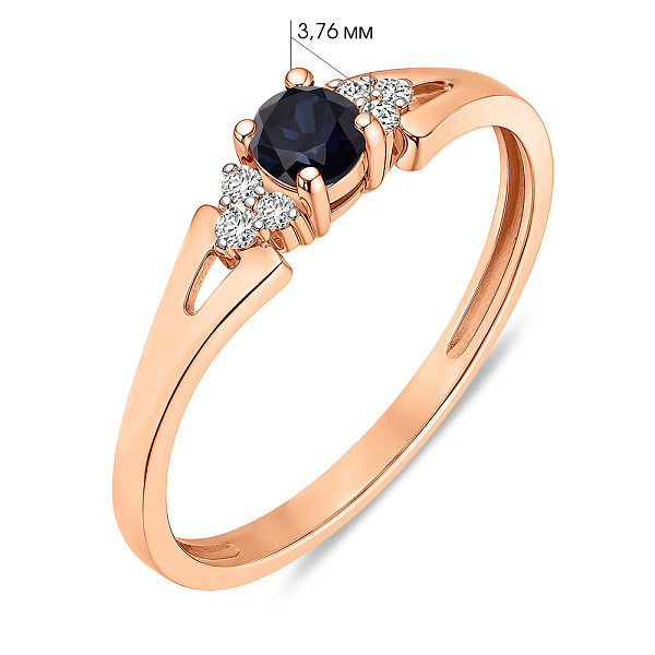 Золотое кольцо с сапфиром и бриллиантами (арт. К011063с) – изображение 2