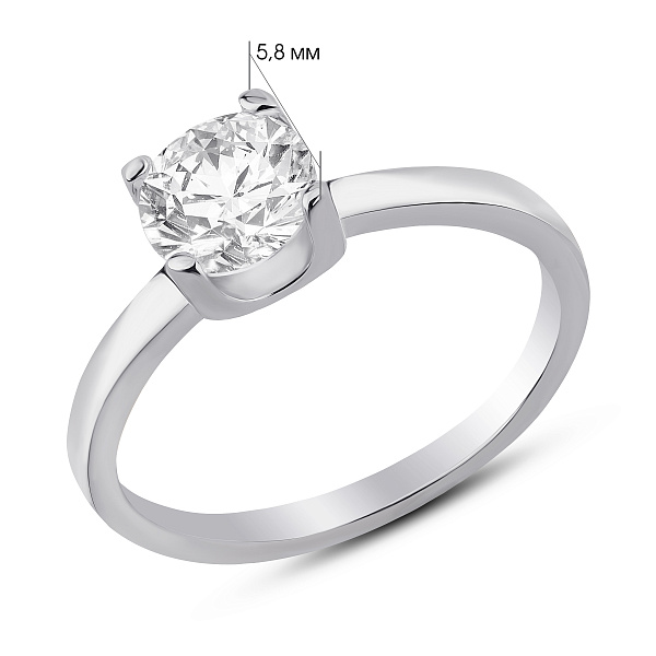 Серебряное кольцо с фианитом для помолвки (арт. 7501/8564) – изображение 2