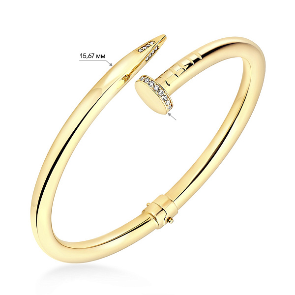 Браслет «Гвоздь» из желтого золота с фианитами (арт. 324992ж) – изображение 2