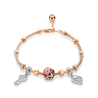 Золотой браслет с эмалью и фианитами (арт. 325297кбецвП2)