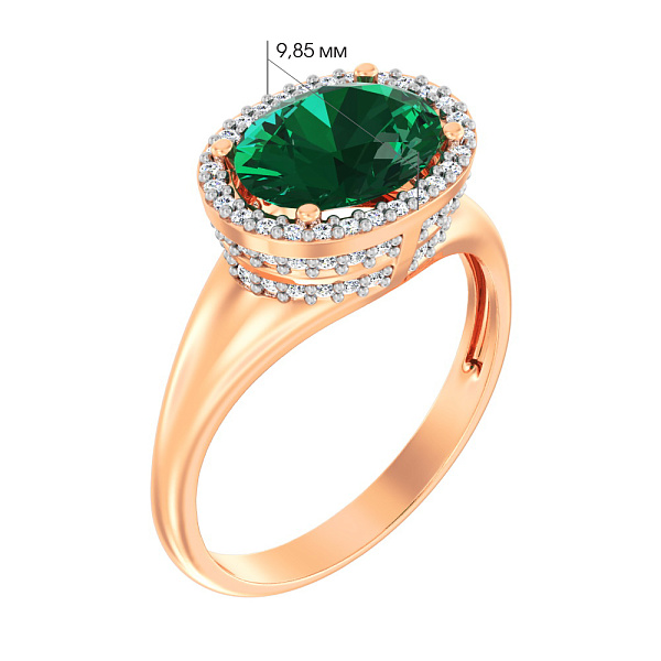 Золотое кольцо с кварцем и фианитами (арт. 140470Пз) – изображение 2