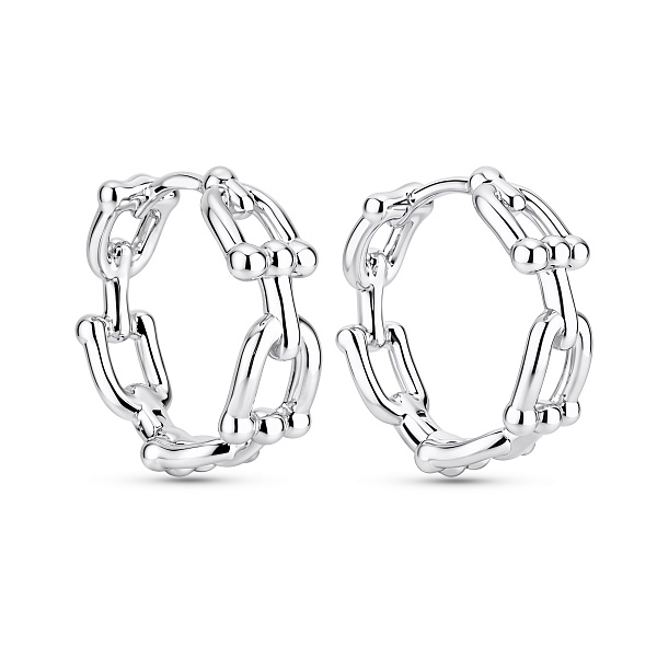 Серьги-кольца из серебра без камней (арт. 7502/10147/20) – изображение 1