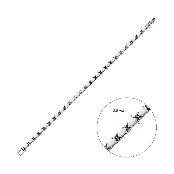 Серебряный браслет с перламутром (арт. 7409/4835мркп) – изображение 2