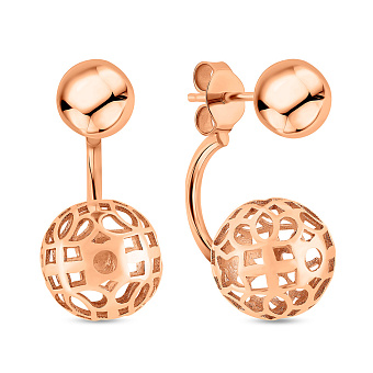 Серьги-джекеты из красного золота (арт. 106745)