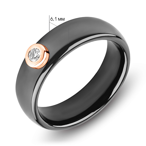 Каблучка з кераміки і червоного золота з діамантом (арт. К011228010кч) – зображення 2