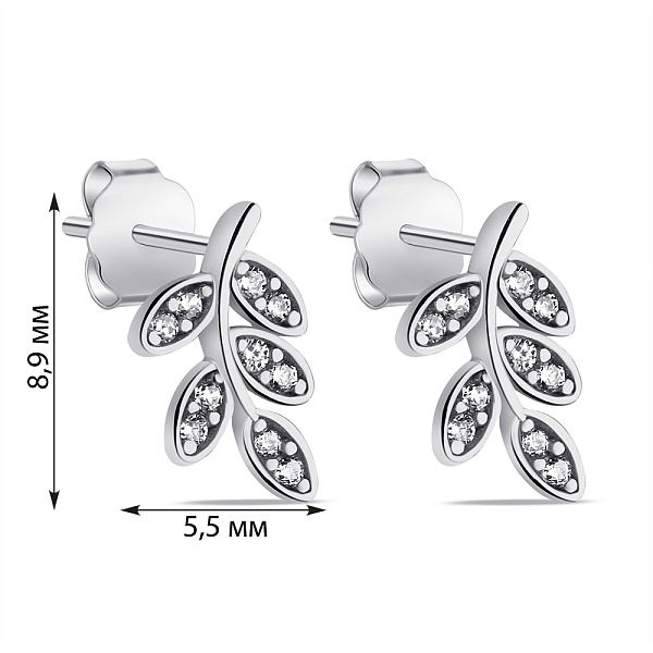 Серебряные серьги Веточки с фианитами (арт. 7518/7055) – изображение 2