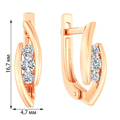Сережки з червоного золота з діамантами (арт. С011535020)