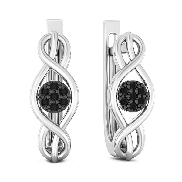 Золоті сережки з чорними діамантами (арт. С011402005бч) – зображення 1