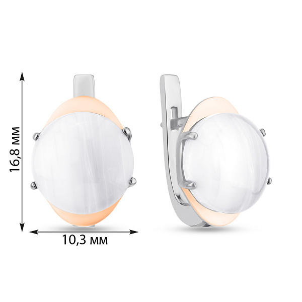 Серебряные серьги с агатом и золотой накладкой (арт. 7202/242Асрсп) – изображение 2
