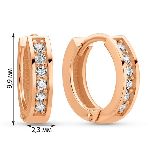 Сережки з червоного золота з фіанітами (арт. 1091011/10) – зображення 2