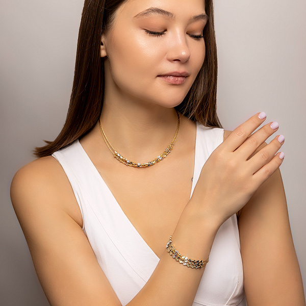 Золотое многослойное колье Francelli (арт. 352921жб) – изображение 3