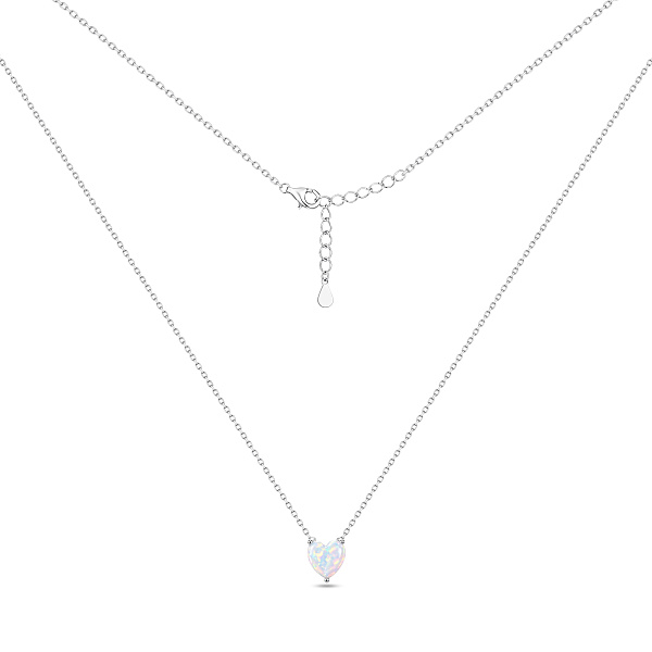 Серебряное колье с подвеской сердце с опалом (арт. 7507/2618Поб) – изображение 2