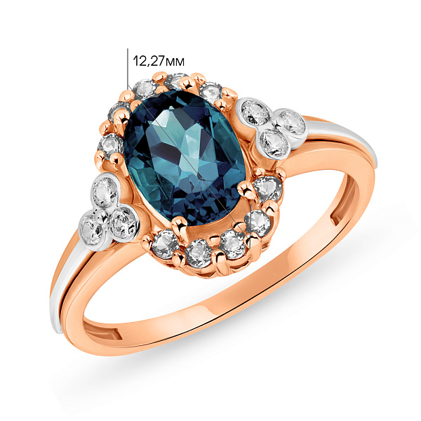 Золотое кольцо с топазом и фианитами (арт. 140675Плф) – изображение 2