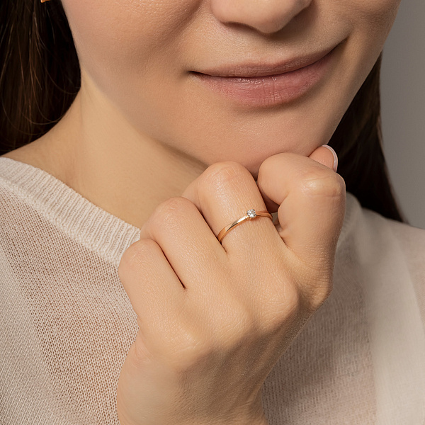 Золота каблучка для заручин з діамантом (арт. 1108752201) – зображення 2