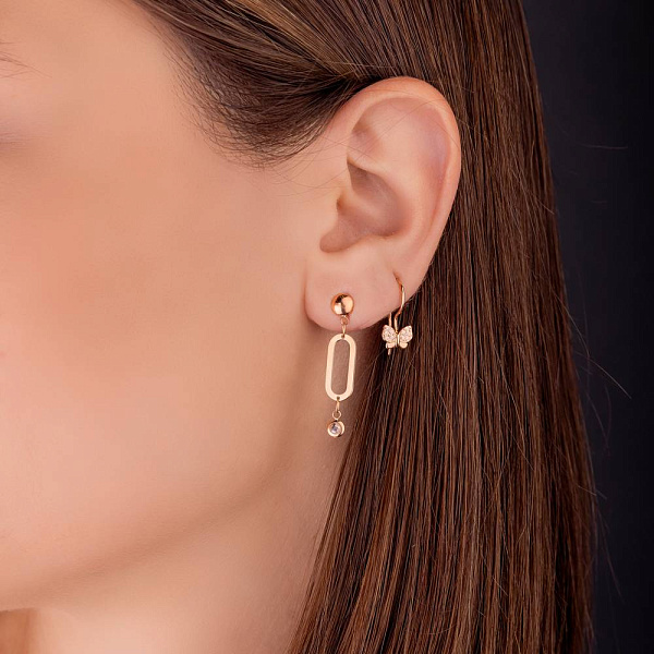 Детские золотые серьги Бабочки с фианитами (арт. 2108258101) – изображение 2