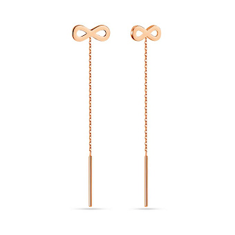 Сережки-протяжки з червоного золота (арт. 110904)