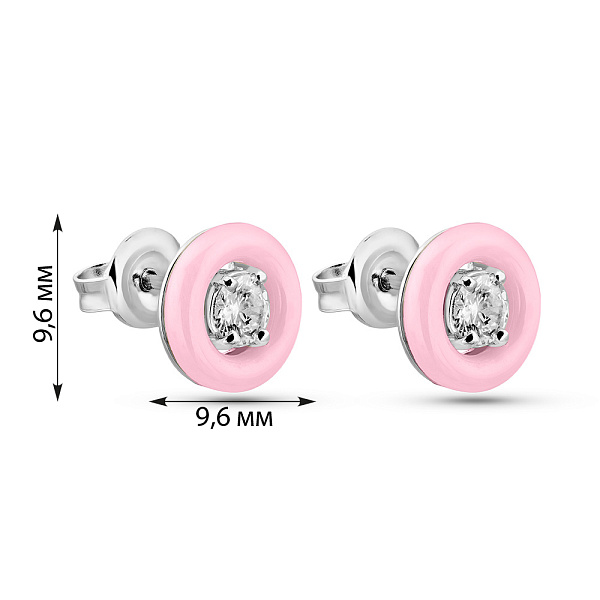 Серебряные пусеты с керамикой и фианитом (арт. 7518/1904169кмр) – изображение 2