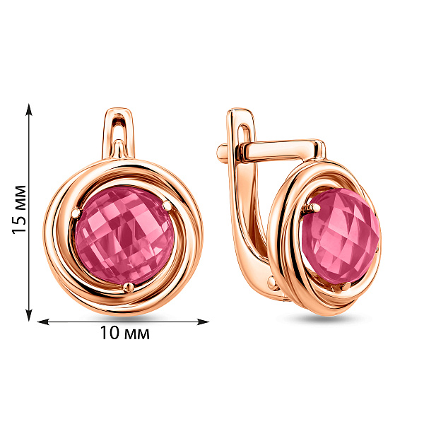 Серьги из красного золота с кварцем (арт. 110377ПрГ) – изображение 2