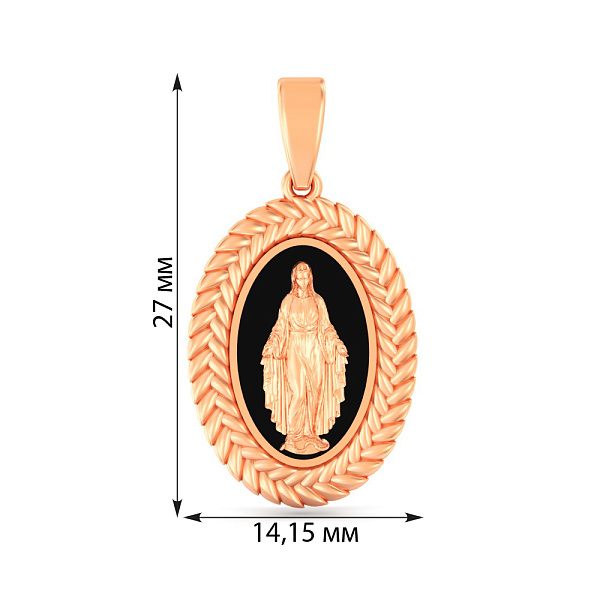 Золота ладанка Божа Матір з емаллю (арт. 440934еч) – зображення 4