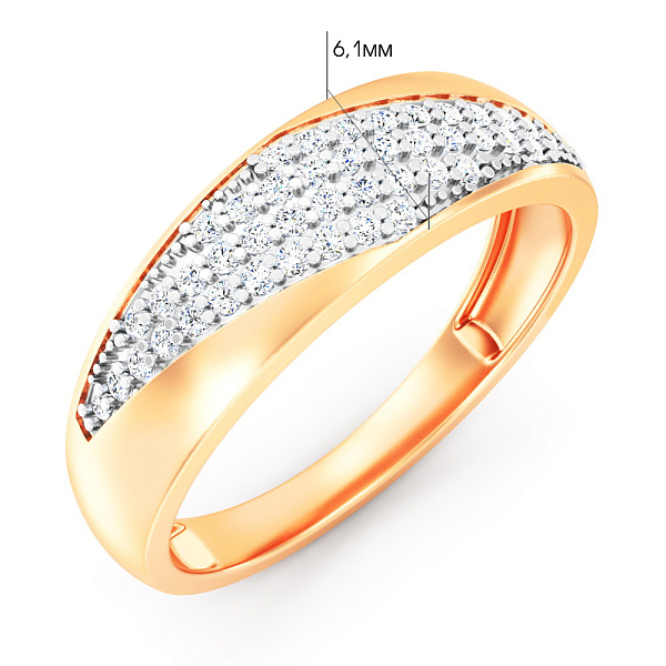 Кольцо из красного золота с фианитами (арт. 1401084) – изображение 4