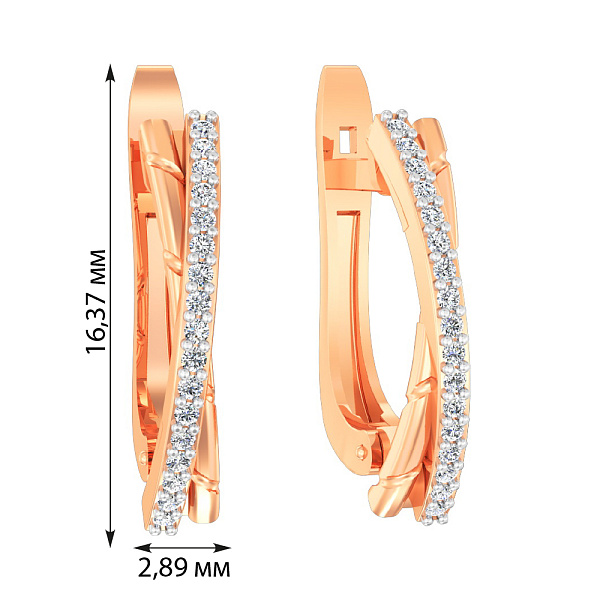 Золоті Синергія сережки з фіанітами (арт. 111043) – зображення 2