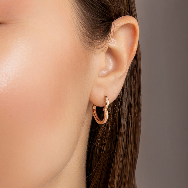 Золотые сережки Сердечки (арт. 1101058) – изображение 2