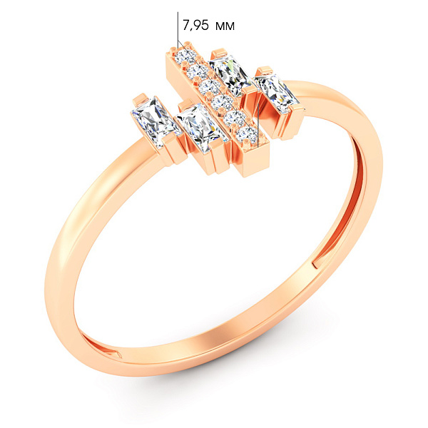 Кольцо из красного золота с фианитами (арт. 140019) – изображение 2