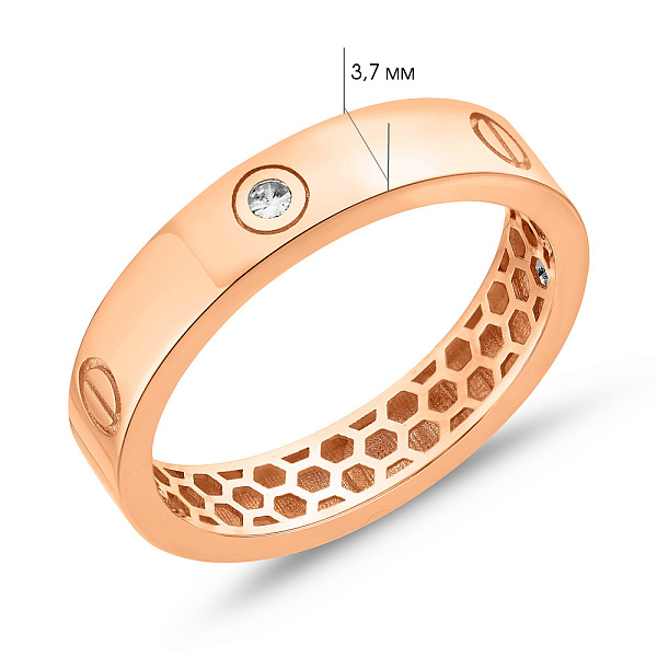 Каблучка з червоного золота з фіанітами (арт. 155073) – зображення 2