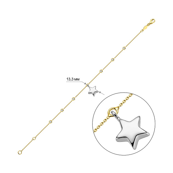 Золотой браслет Звезда с фианитами (арт. 326729жбП1) – изображение 4