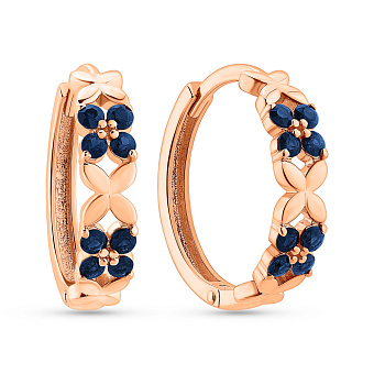 Фото Сережки з червого золота з сапфірами (арт. 111292/1Пс)