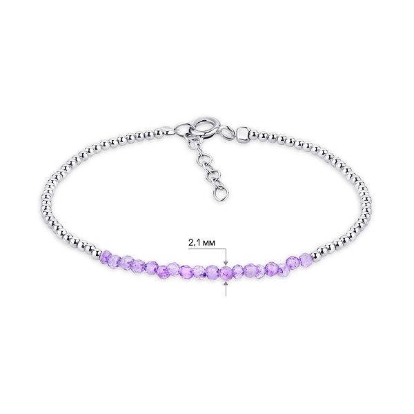 Срібний браслет з фіолетовими альпінітами (арт. 7509/4220аф) – зображення 2