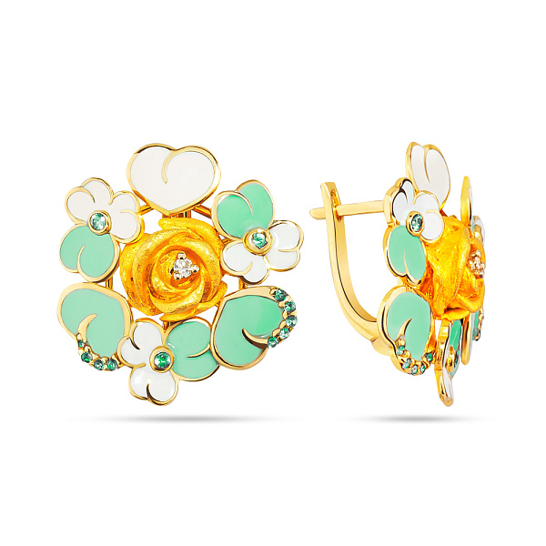 Серьги Francelli из золота с фианитами и эмалью (арт. 104865жебз) – изображение 1