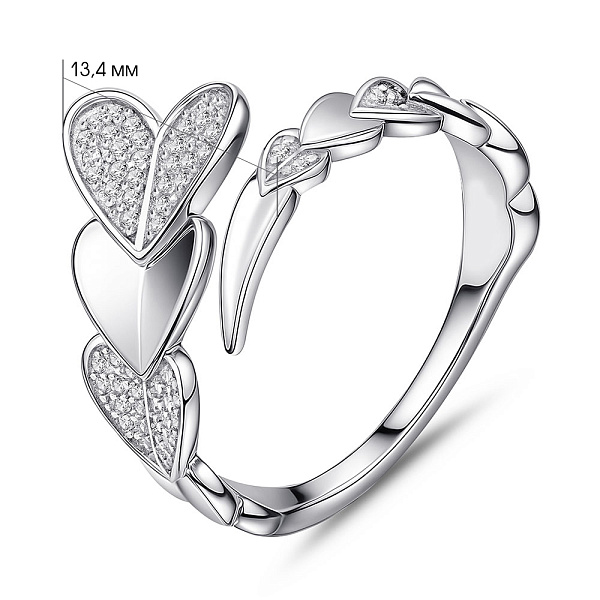Серебряное незамкнутое кольцо Сердце (арт. 7501/8134) – изображение 2