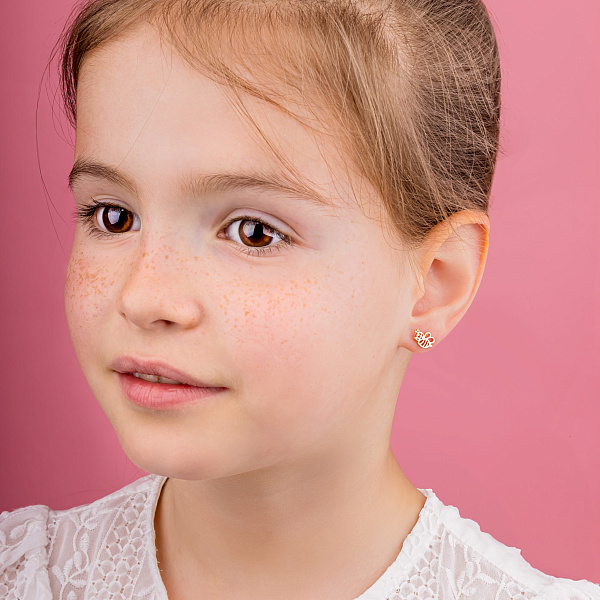 Золотые серьги пусеты Пчелки (арт. 111063) – изображение 3