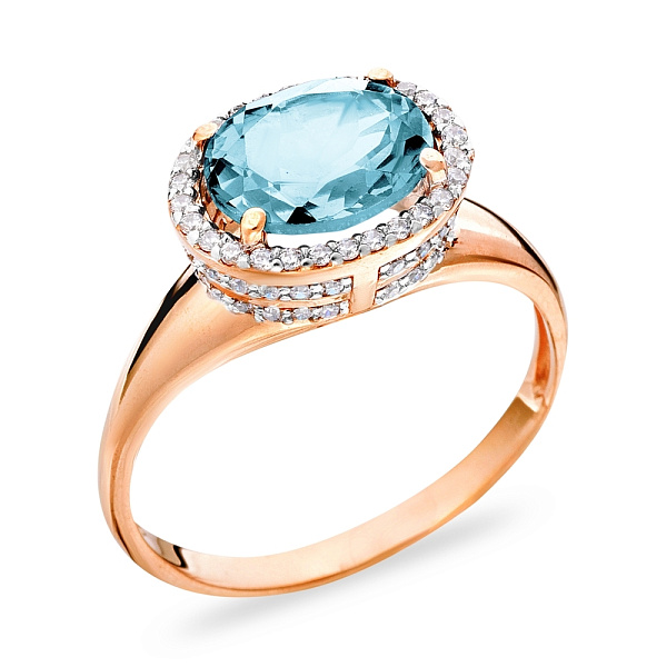 Золотое кольцо с топазом и фианитами (арт. 140470Пг) – изображение 1
