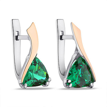 Срібна сережки зі смарагдом (арт. 7202/681Измсп)