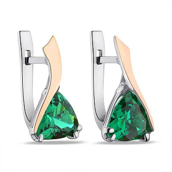 Срібна сережки зі смарагдом (арт. 7202/681Измсп)