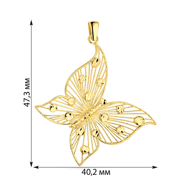 Подвес Francelli из желтого золота в форме бабочки (арт. 440893ж) – изображение 2