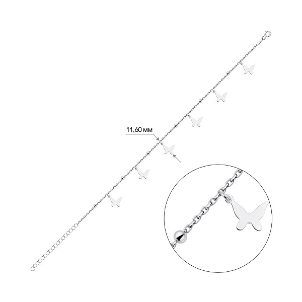 Браслет "Метелики" зі срібла (арт. 7509/3470) – зображення 2
